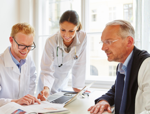 Patient in consultation with doctors