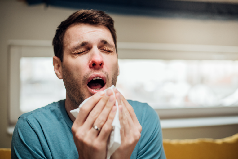 Man sneezing